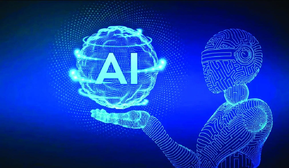 Illustration of an AI system processing data across a connected global network